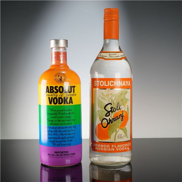 2pc Absolut Vodka Pride Edition and Stolichnaya Ohranj Russian Vodka