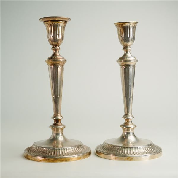 Edwardian Pair of Sheffield Silver Candlesticks by Atkin Brothers