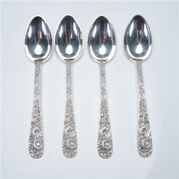 4pc S. Kirk & Son Sterling Silver Teaspoons, Repousse