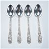 Image 1 : 4pc S. Kirk & Son Sterling Silver Teaspoons, Repousse