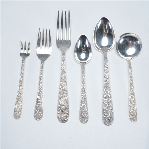 6pc S. Kirk & Son Sterling Silver Flatware, Repousse