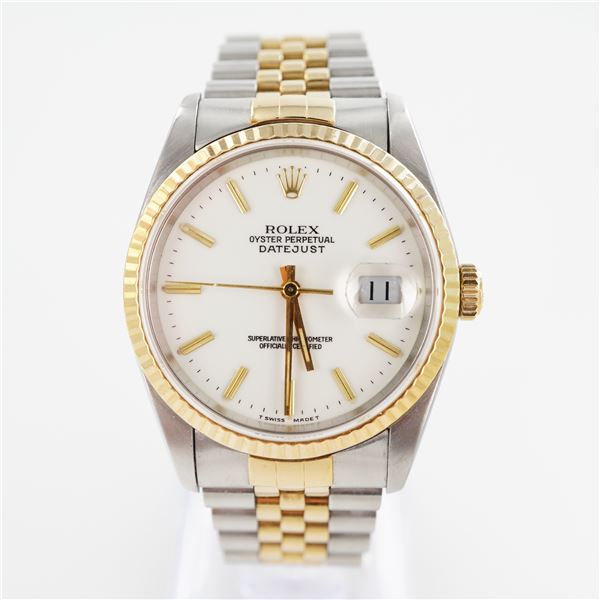 Rolex Oyster Perpetual Datejust Stainless Steel 18K Gold Wristwatch