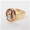 Image 1 : 10K Gold Sun Face Past Master Masonic Ring