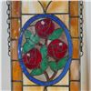 Image 2 : Pair of Stained Glass Rose Panels with Amber and Cobalt Accents