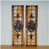 Image 4 : Pair of Stained Glass Rose Panels with Amber and Cobalt Accents