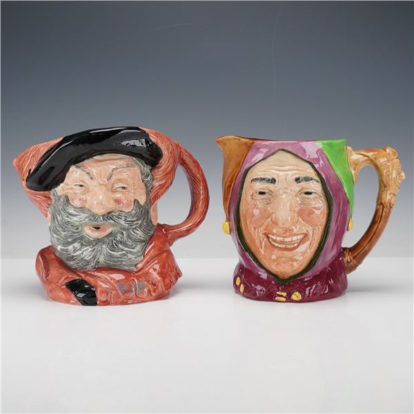 2pc Royal Doulton Large Character Jugs, Falstaff D6287, Touchstone D5613