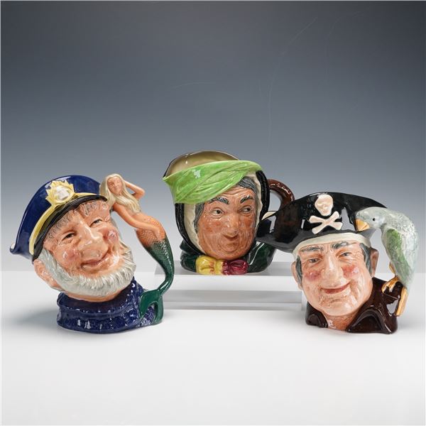 3pc Royal Doulton Character Jugs, Old Salt, Long John Silver and Saire Gamp