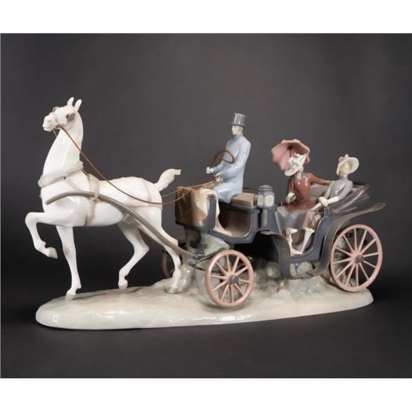 Lladro Porcelain Sculpture, Hansom Carriage 1001225