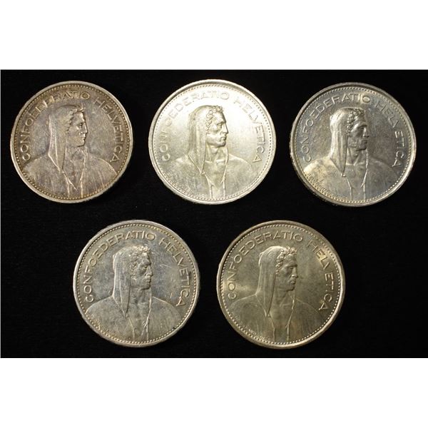 (5) 83.5% SILVER MIXED FOREIGN COINS