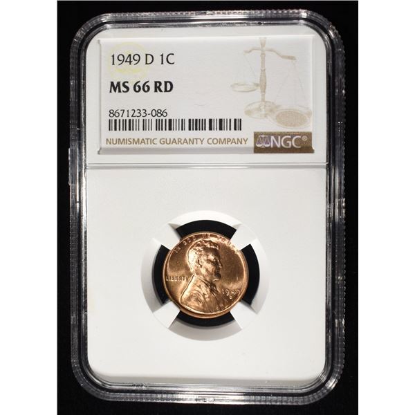1949-D LINCOLN CENT NGC MS-66 RD