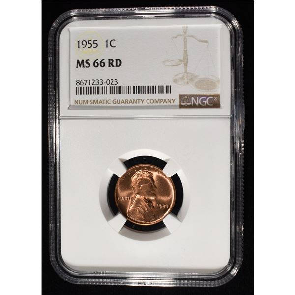 1955 LINCOLN CENT NGC MS-66 RD