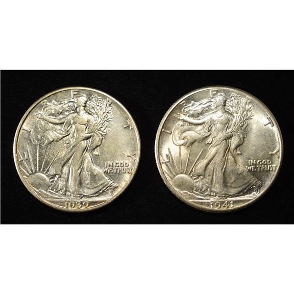 1939 AU & 1941 AU/BU WALKING LIBERTY HALF DOLLARS