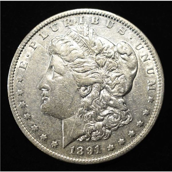 1891-O MORGAN DOLLAR AU MARKS