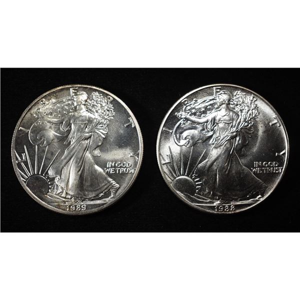 1987 & 1988  AMERICAN SILVER EAGLES