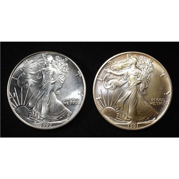 1991 & 1992 AMERICAN SILVER EAGLES