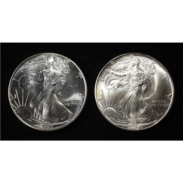 1992 & 1993 AMERICAN SILVER EAGLES