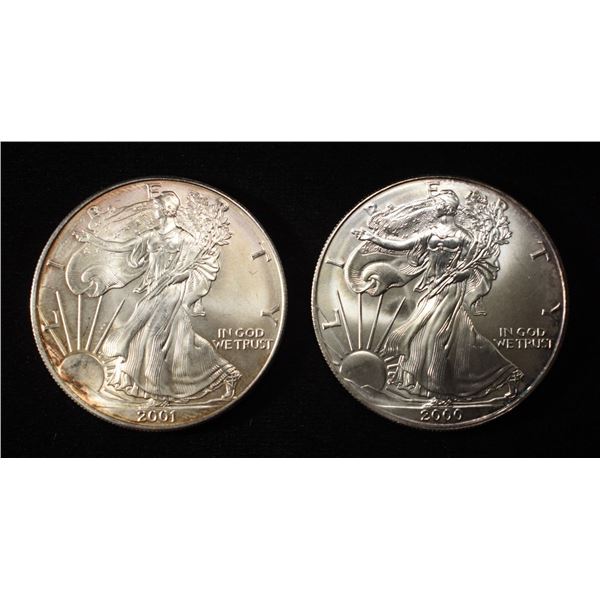 2000 & 2001 AMERICAN SILVER EAGLES