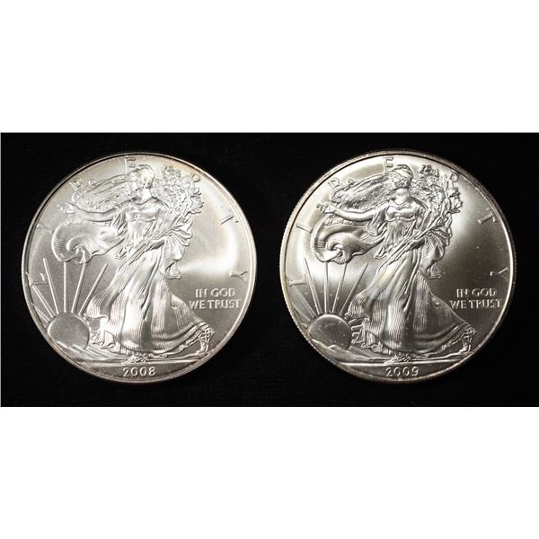 2008 & 2009 AMERICAN SILVER EAGLES