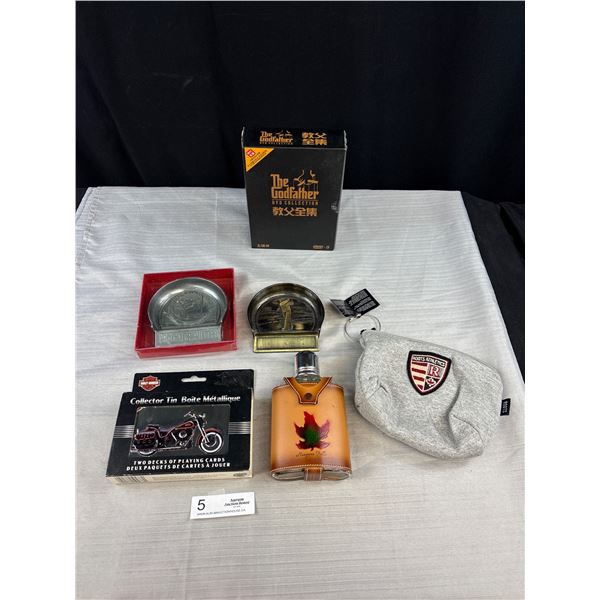 Nice Collectible Lot of DVDs, Flask, Ashtrays etc