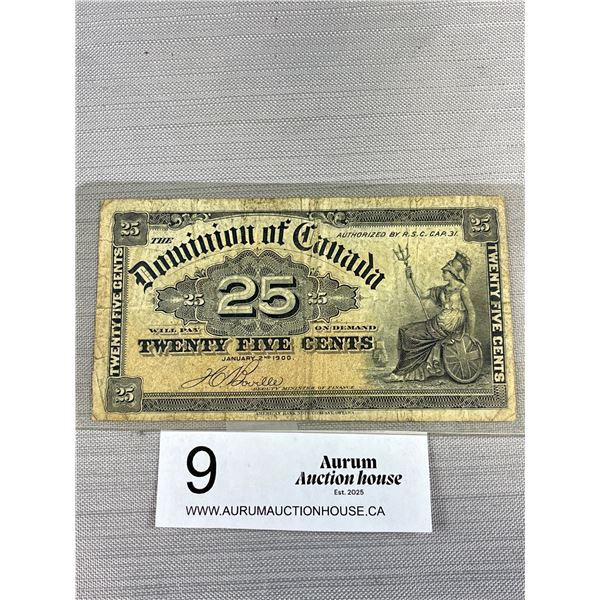 1900 Dominion of Canada 25 Cent Bank Note Shin Plaster