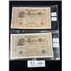 Image 1 : 2 1910 German Bank Notes, 1 w/ Red Seal, Other w/ Green Seal