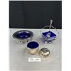 Image 1 : Nice Lot of Silver Plated Items w/ Cobalt Blue Inserts