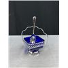 Image 2 : Nice Lot of Silver Plated Items w/ Cobalt Blue Inserts