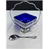 Image 3 : Nice Lot of Silver Plated Items w/ Cobalt Blue Inserts
