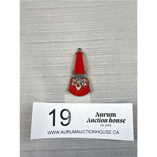 Unusual Red Bakelite Art Deco Pendant 1930s