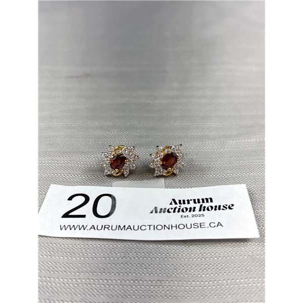 A Nice Quality Pair of Ruby + Diamond Hook Earrings