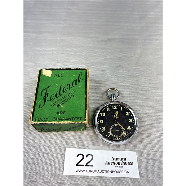 Federal Luminous Pocket Watch in Original Box (As Is)