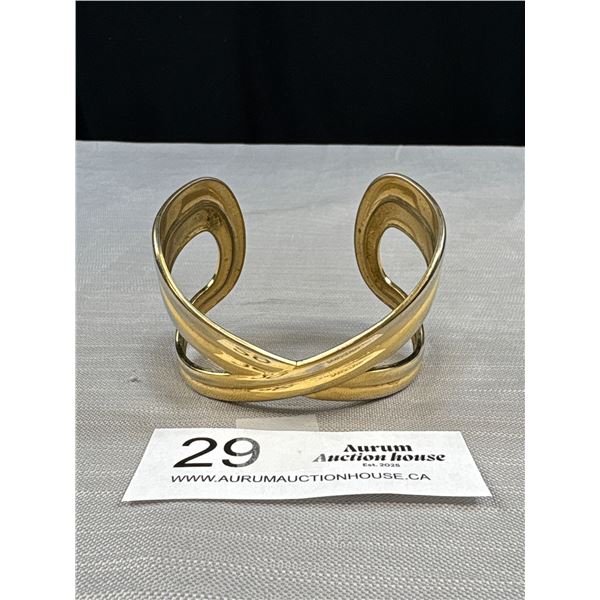 High Quality Gold Tone Crossover 70's Cuff Bracelet