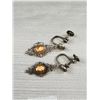 Image 2 : A Good Pair of Marked .800 Silver + Cameo Drop Earrings 1940's