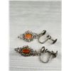 Image 3 : A Good Pair of Marked .800 Silver + Cameo Drop Earrings 1940's