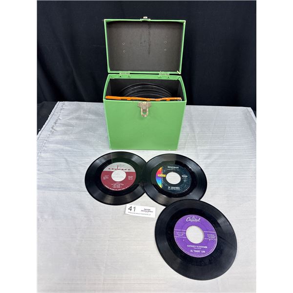 46 Vintage 45 Records in Record Case Great Selection