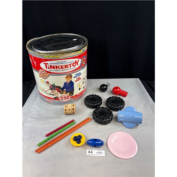 Large Tinker Toy Tin w/ Toys