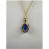 Image 3 : Vintage Gold Sapphire Blue Faceted Pendant Stone Necklace Quality! C.1970s