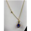 Image 4 : Vintage Gold Sapphire Blue Faceted Pendant Stone Necklace Quality! C.1970s