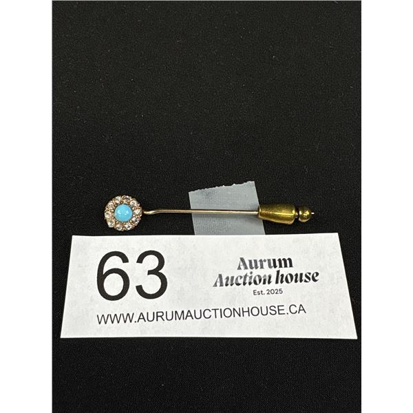 C.1900s Antique Turqouise Gold Stick Pin