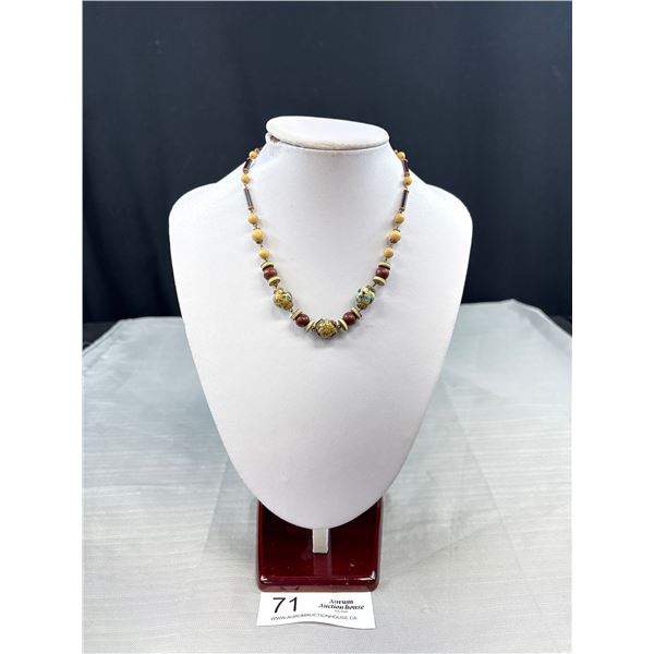 Antique C.1920s Speckle Murano Glass Italy Necklace Marked 12k G.F. Excellent!