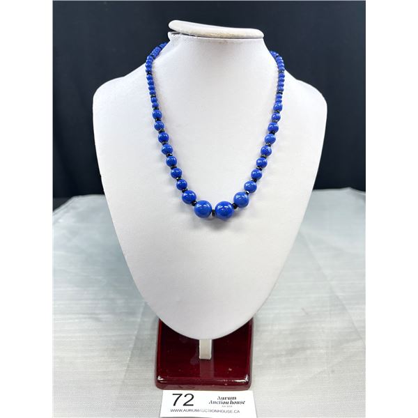 Gorgeous Antique Art Deco 1920s Lapis Glass Bead Necklace