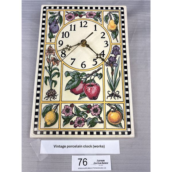 Vintage Porcelain Wall Clock in Working Order