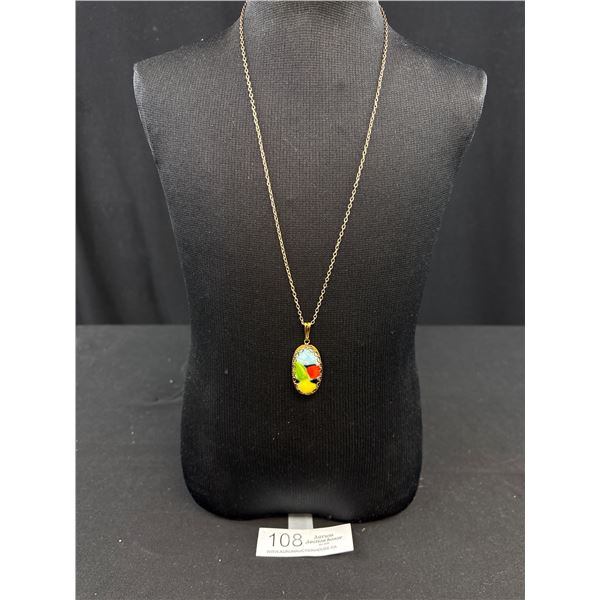 Very Oldd Genuine Murano Glass Necklace on Gold Chain C.1920s