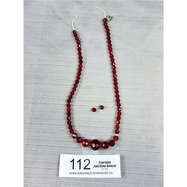 Antique Faceted Garnet + Glass Necklace C.1920s Needs Repair Beauty!