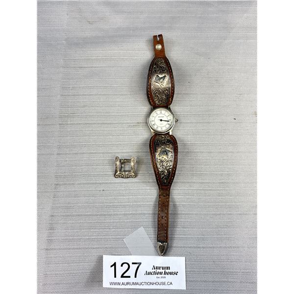 Vintage Sterling Silver Western Theme Watch Band As Is