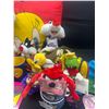 Image 2 : Large Looney Toones Collectable Lot of Stuffies, Coffee Mugs, etc.