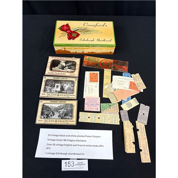 32 Vintage Black and White Photos Fraser Canyon + 88 Calgary Olympics Ticket and Over 20 English/Fre