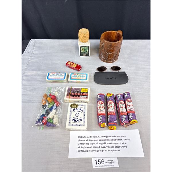 Vintage Collectible Lot Ferrari Hotwheels Wooden Monopoly Pieces, Playing Cards Etc