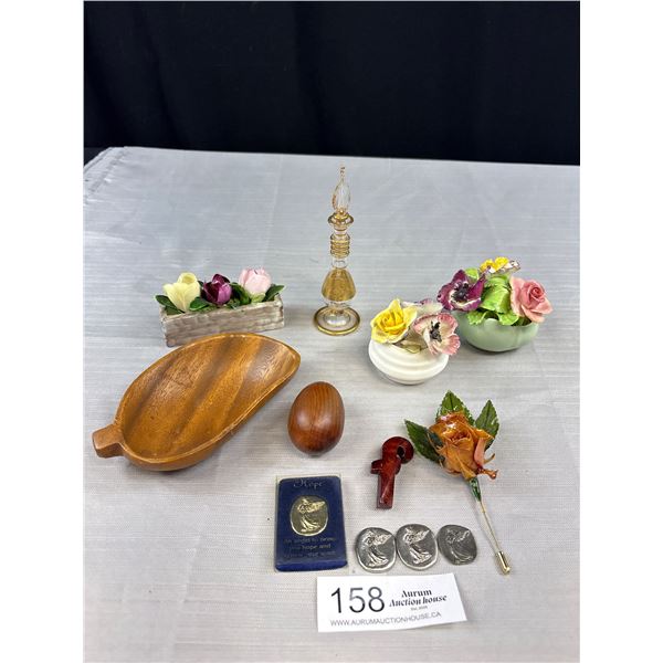 Vintage Collectible Lot Porcelain Flowers Perfume Bottles Etc