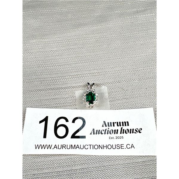A Pretty Emerald + Diamond Look Pendant
